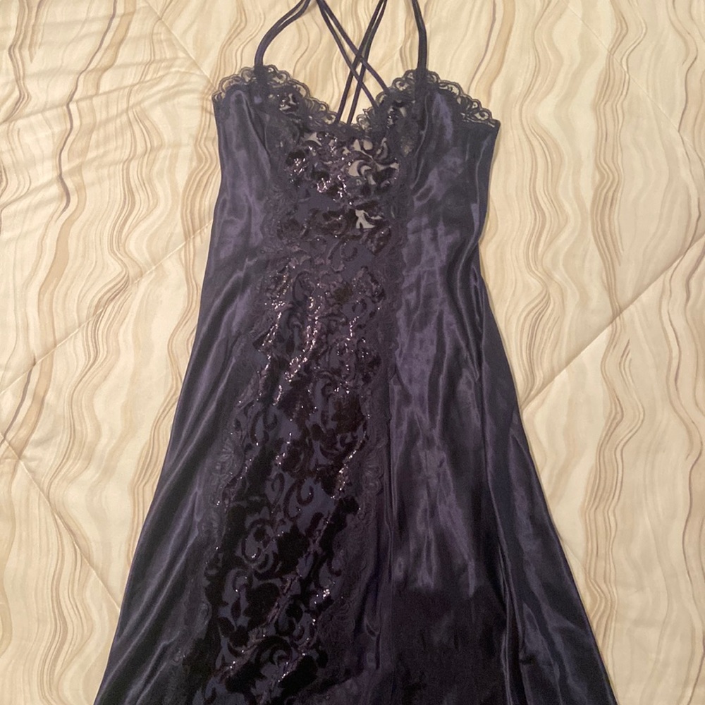Marilynn Monroe Warner’s Vintage Navy lace/satinNightgown Large FREE SHIPPING